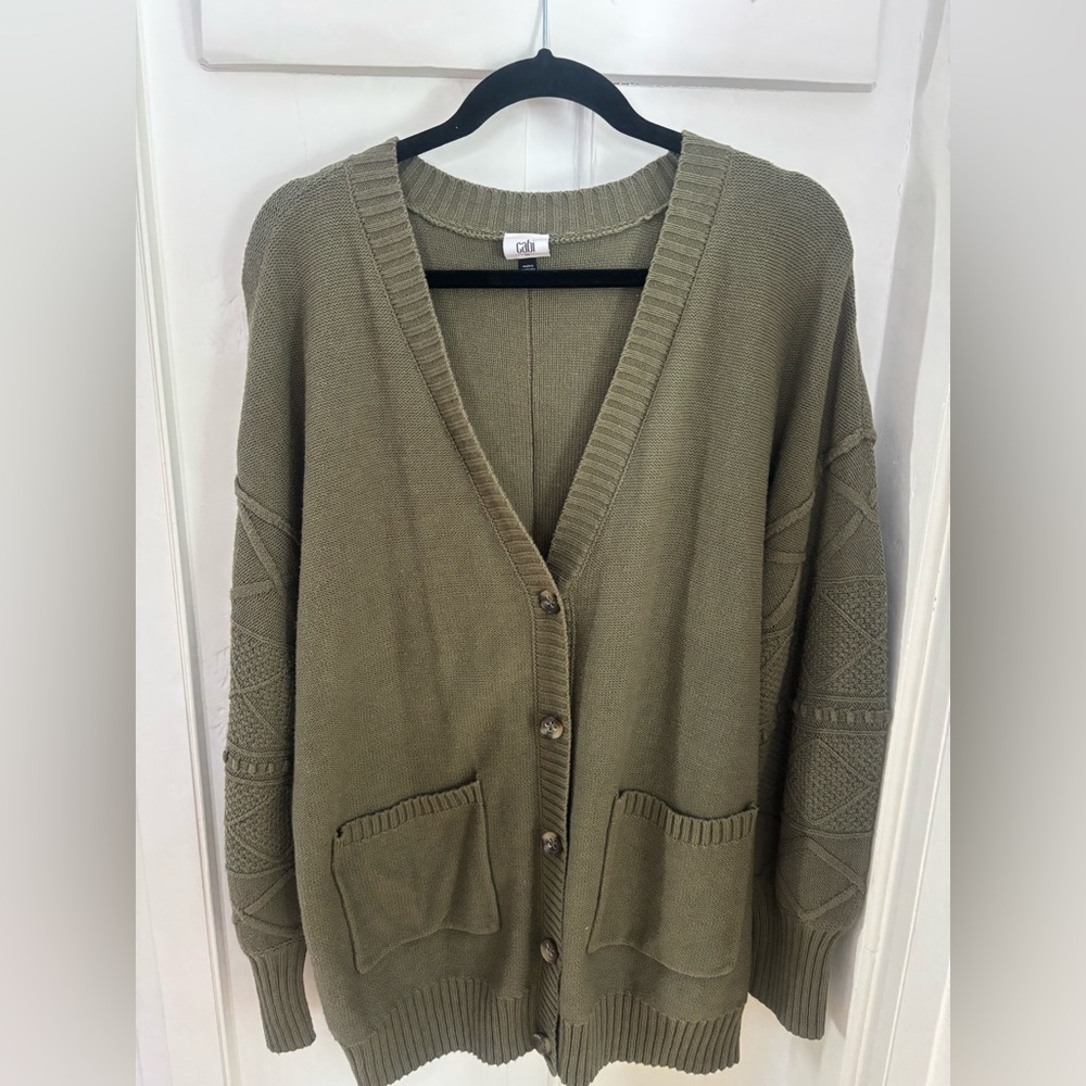 CAbi olive green cardigan
